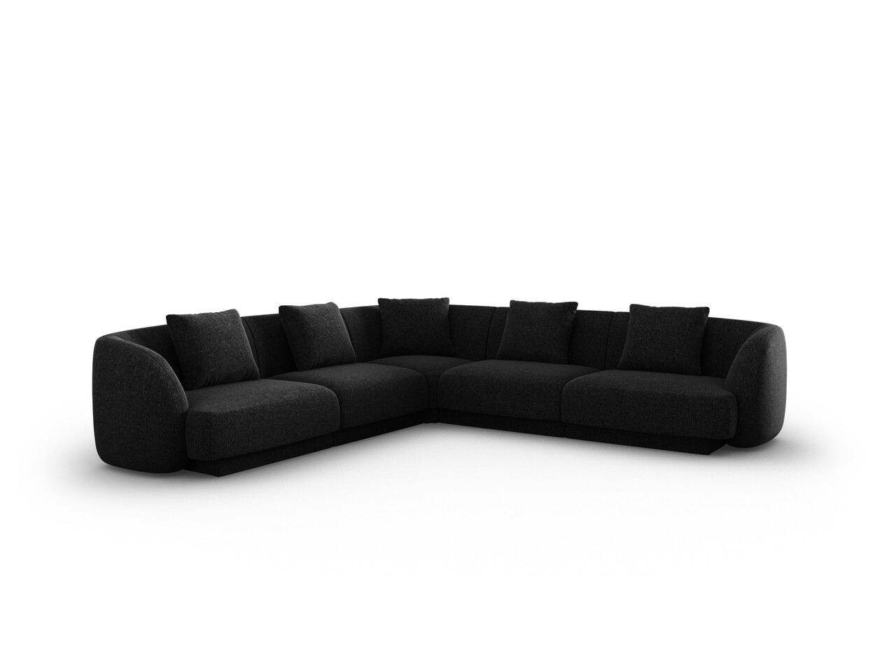Coltar reversibil 5 locuri, Tulum, Cosmopolitan Design, 255x255x70 cm, tesatura chenille, negru - imagine 6